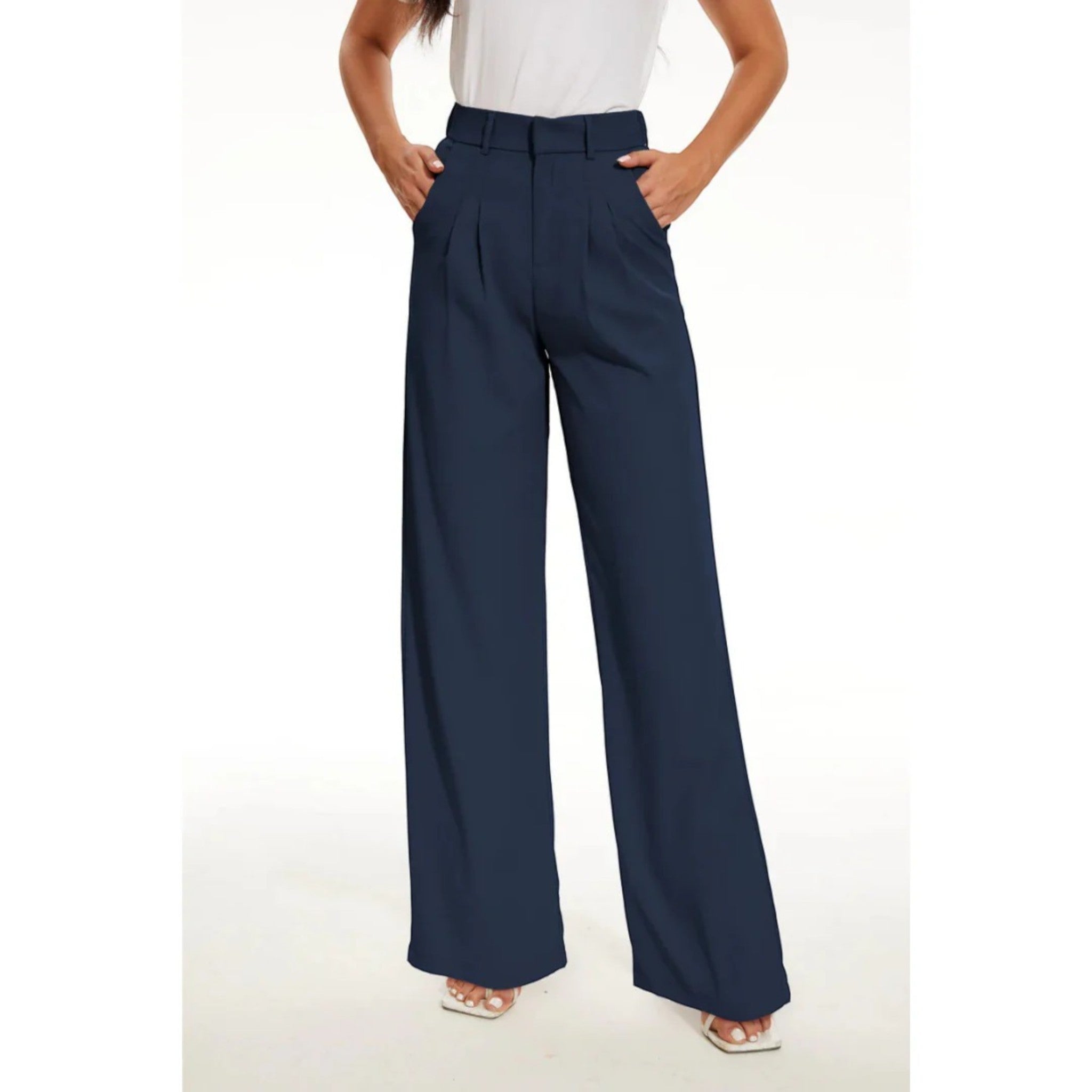 Liora | Pantalón casual de pierna ancha para mujer | Talle alto