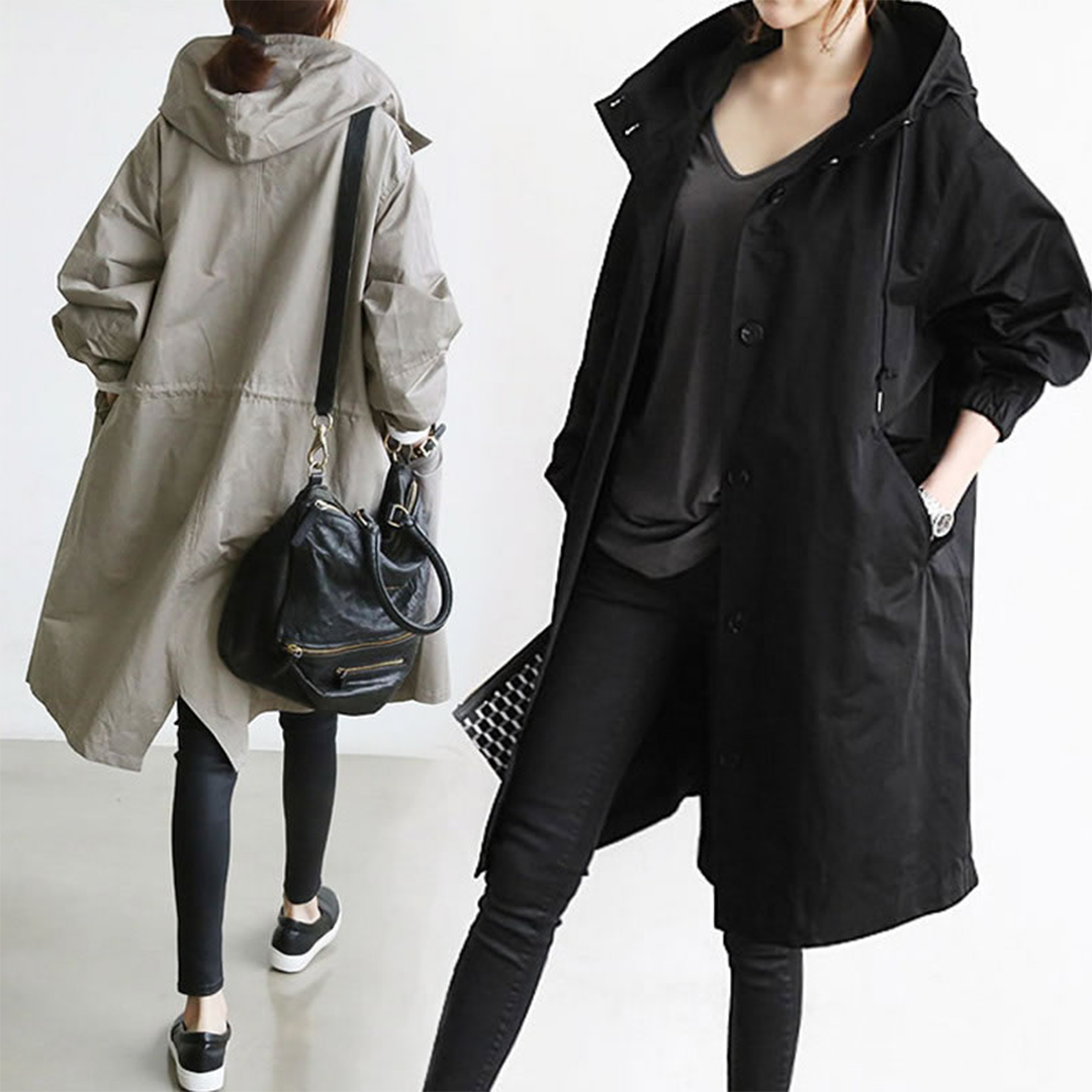 Imperméable Long Décontracté Pour Femme | Capuche