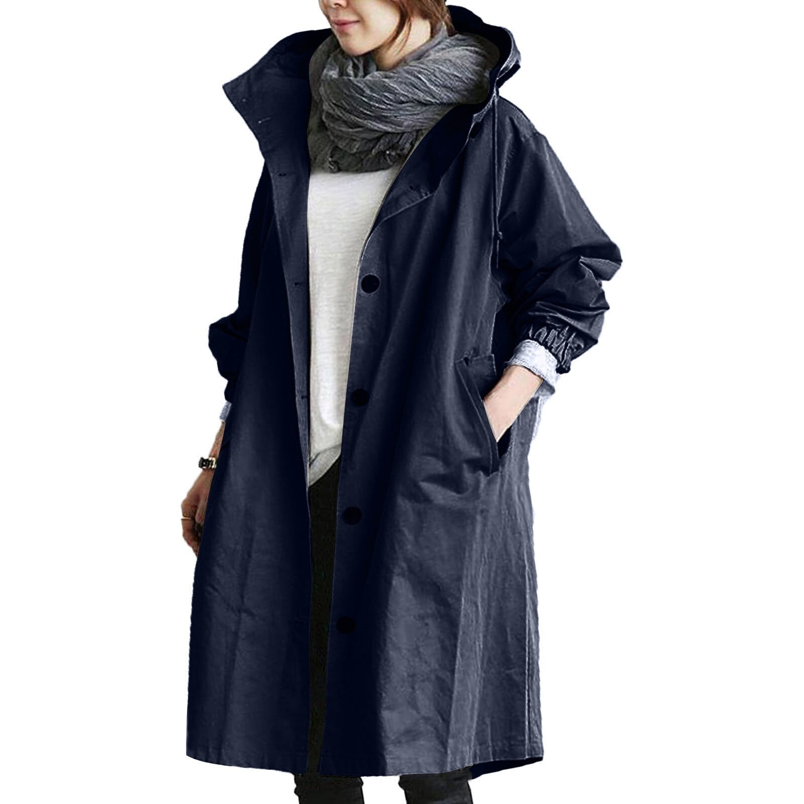 Imperméable Long Décontracté Pour Femme | Capuche