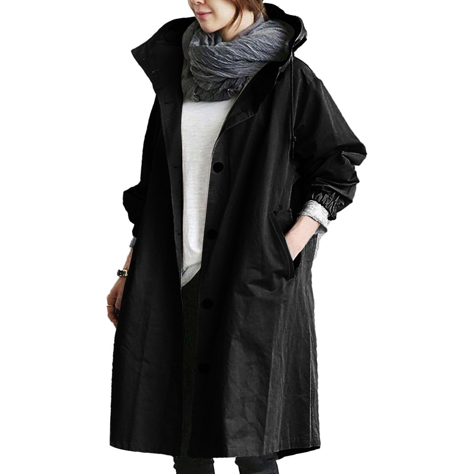 Imperméable Long Décontracté Pour Femme | Capuche