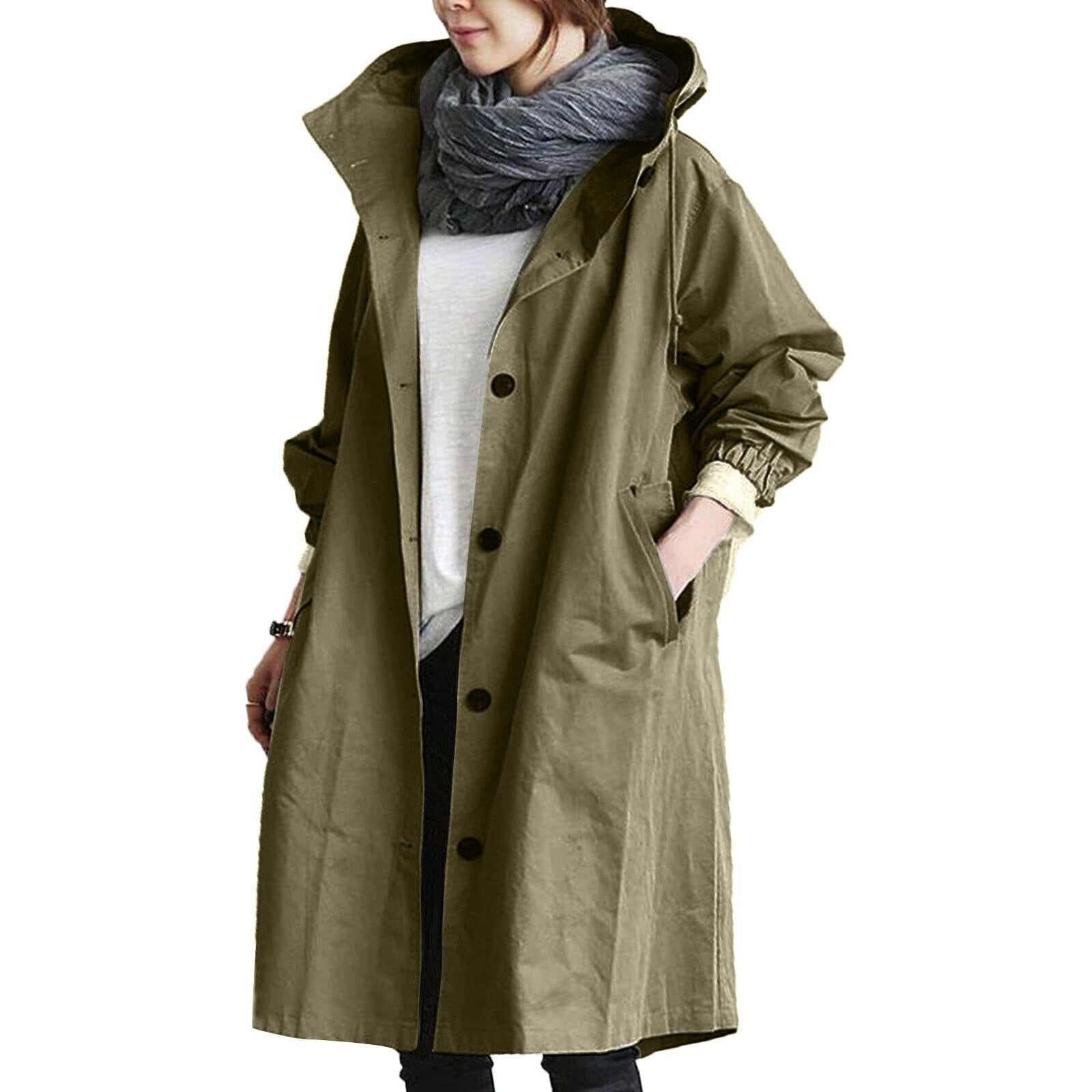Imperméable Long Décontracté Pour Femme | Capuche