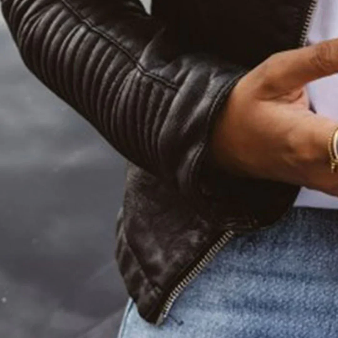 Veste En Cuir Pour Femme | Noire
