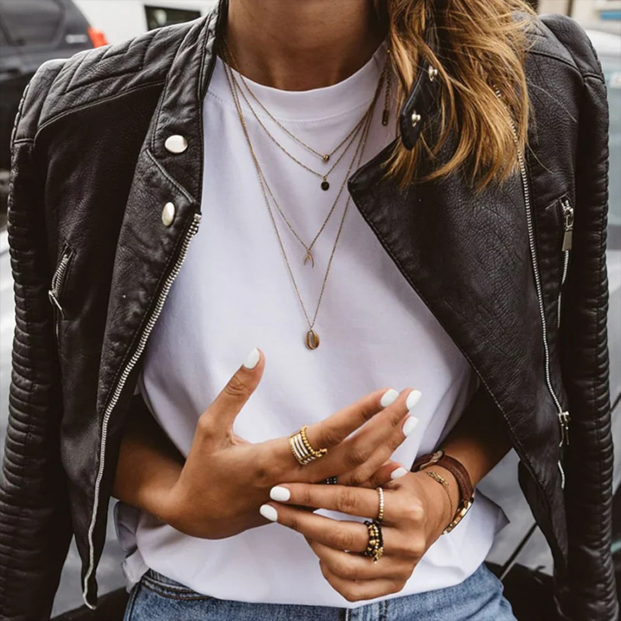 Veste Motard Zippée Élégante Pour Femme