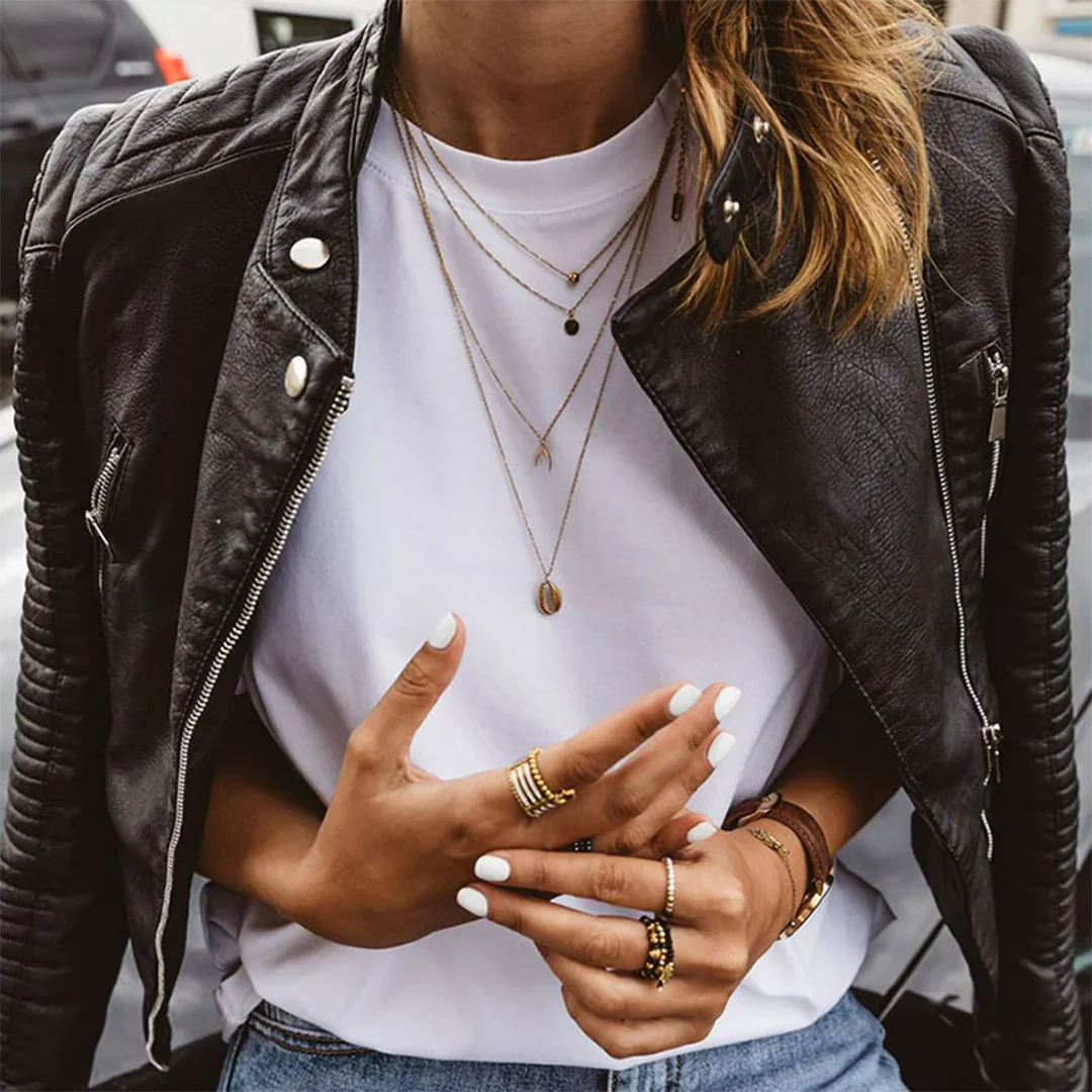 Veste En Cuir Pour Femme | Noire