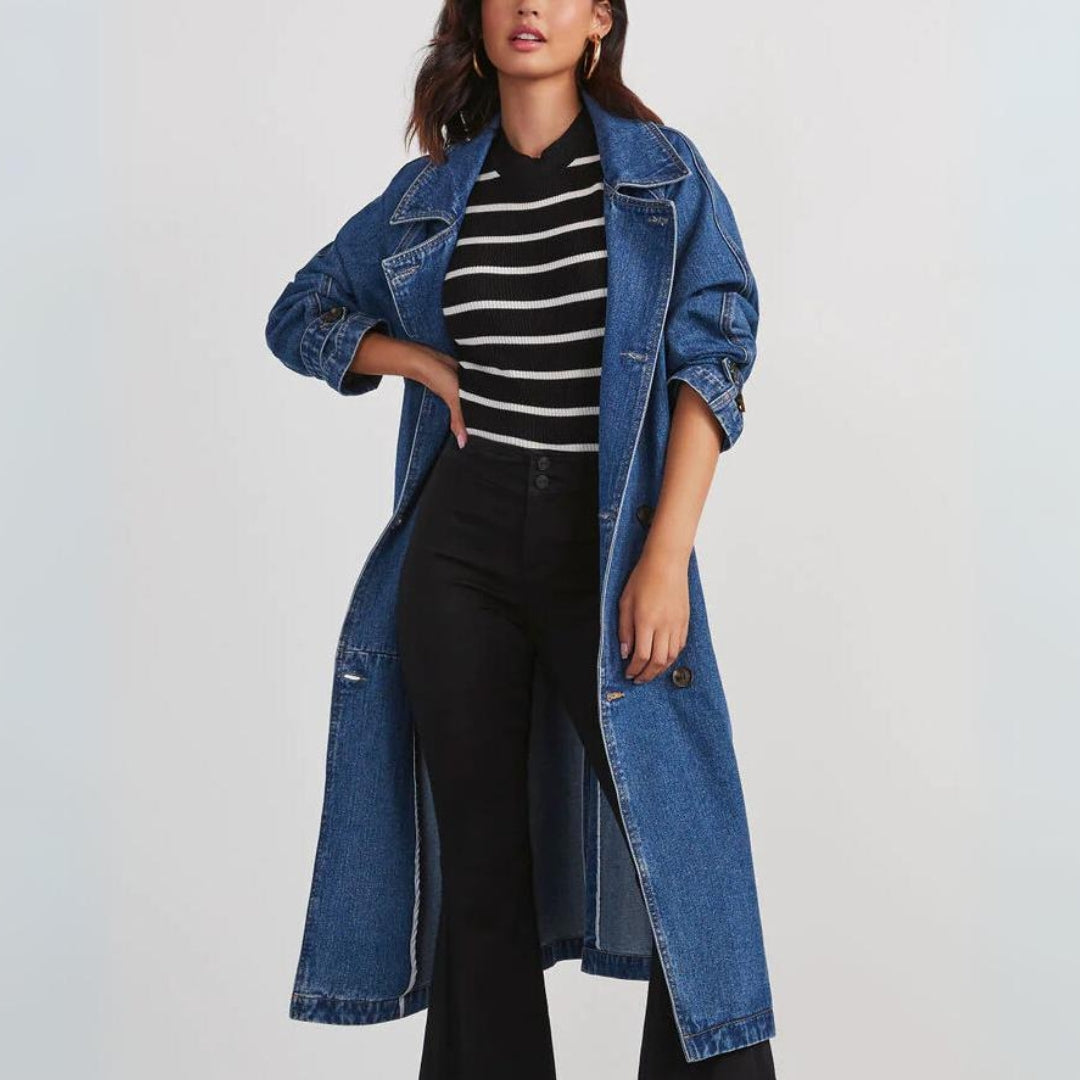 Manteau Long En Jean Pour Femme | Manches Longues