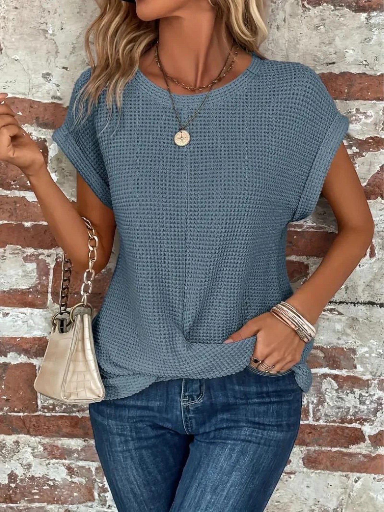 Haut En Tricot Élégant Pour Femme | Manches Courtes