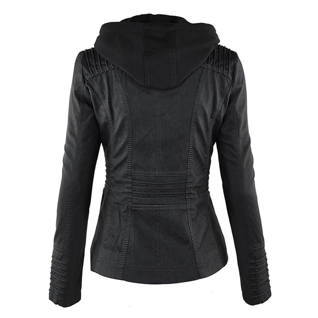 Veste Motarde En Cuir À Capuche Pour Femme | Hiver
