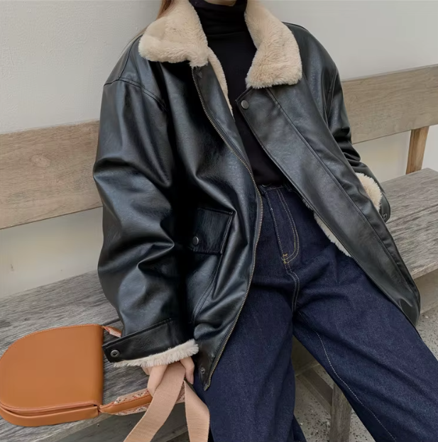 Veste En Cuir Pour Femme Pour L’Hiver | Oversize