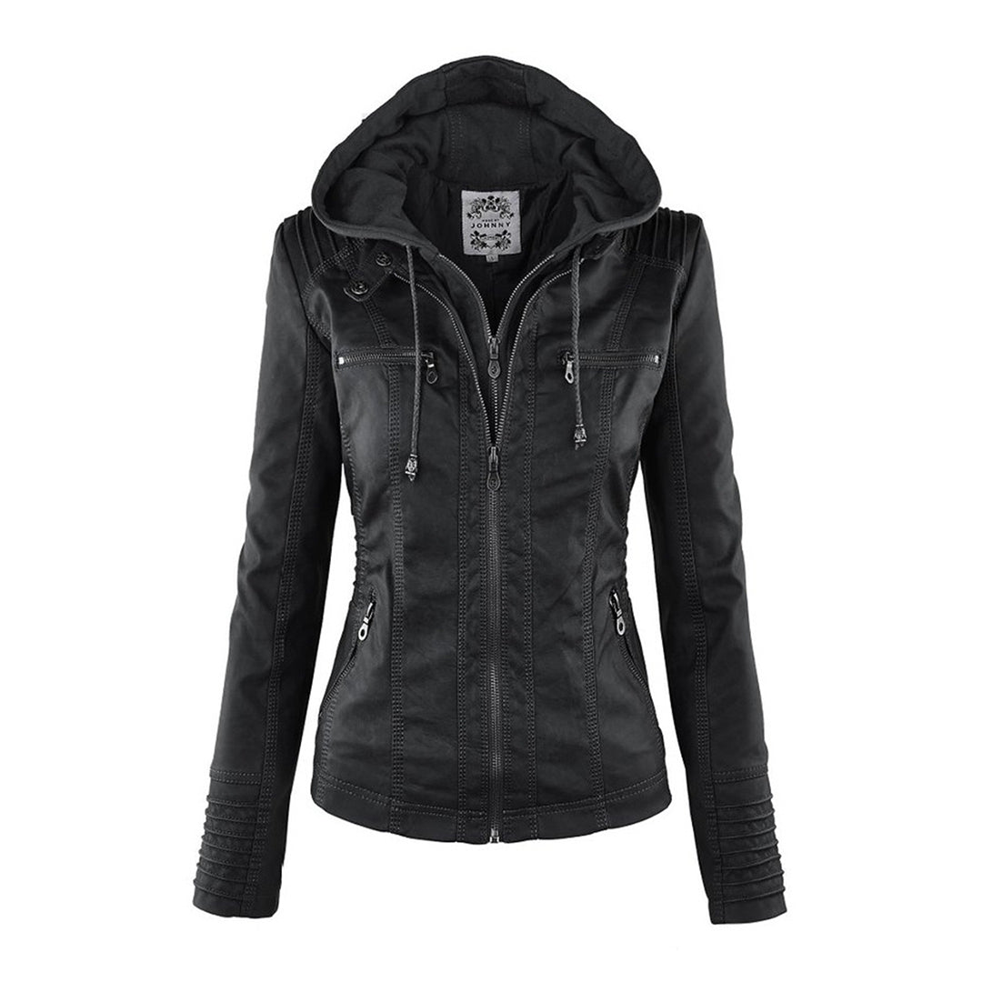 Veste Motarde En Cuir À Capuche Pour Femme | Hiver