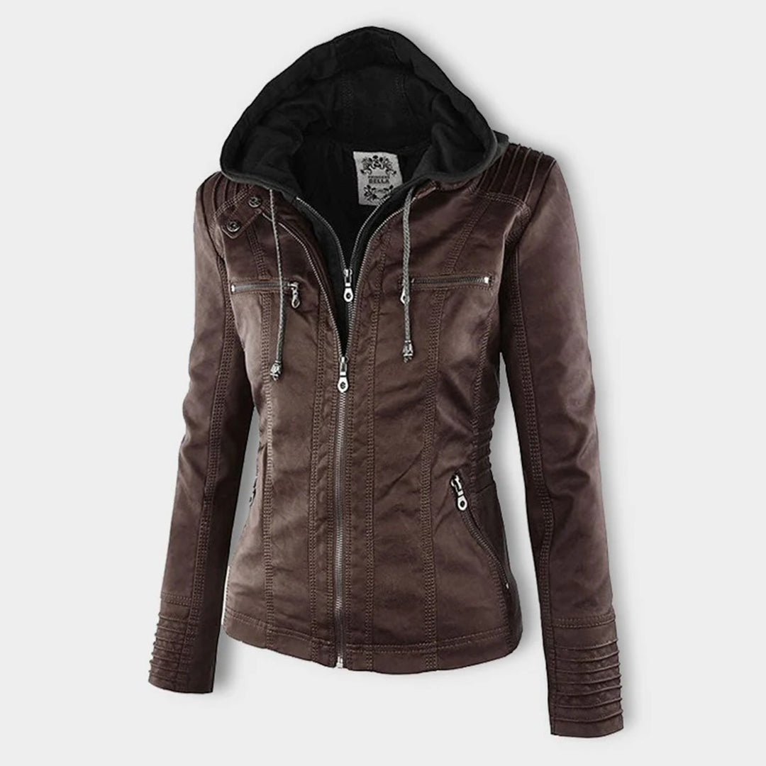 Veste Motarde En Cuir À Capuche Pour Femme | Hiver