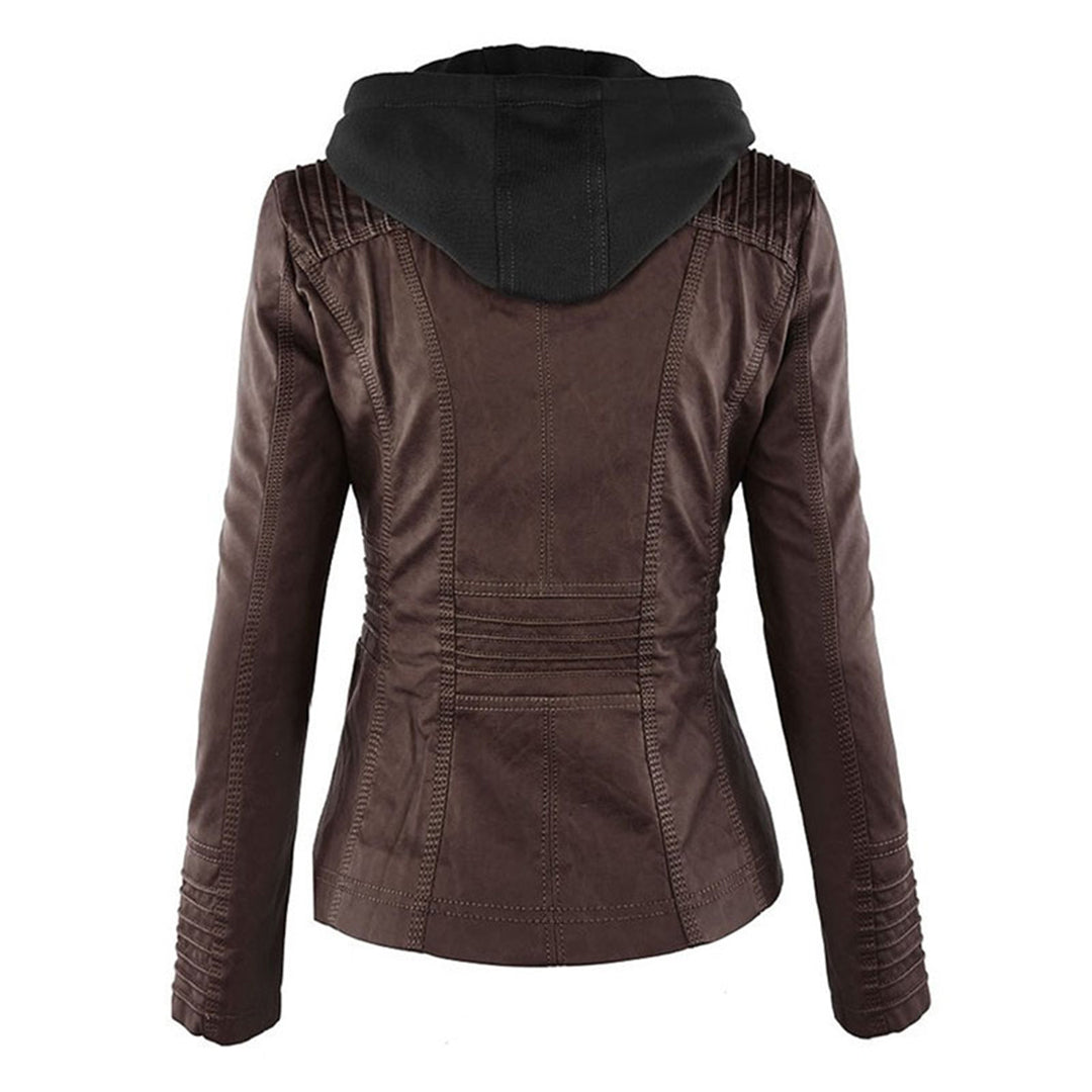 Veste Motarde En Cuir À Capuche Pour Femme | Hiver