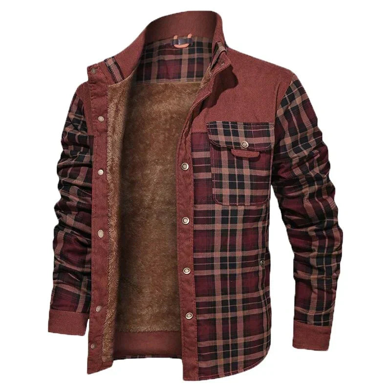 Veste À Carreaux Tendance Avec Poches Poitrine Pour Homme | Hiver