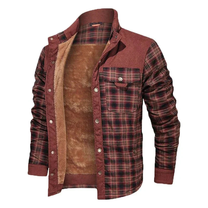 Veste À Carreaux Tendance Avec Poches Poitrine Pour Homme | Hiver