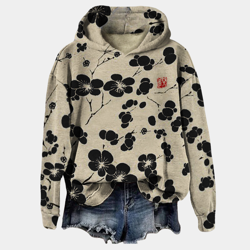 Pull À Manches Longues Et Capuche Pour Femme À Motif Floral
