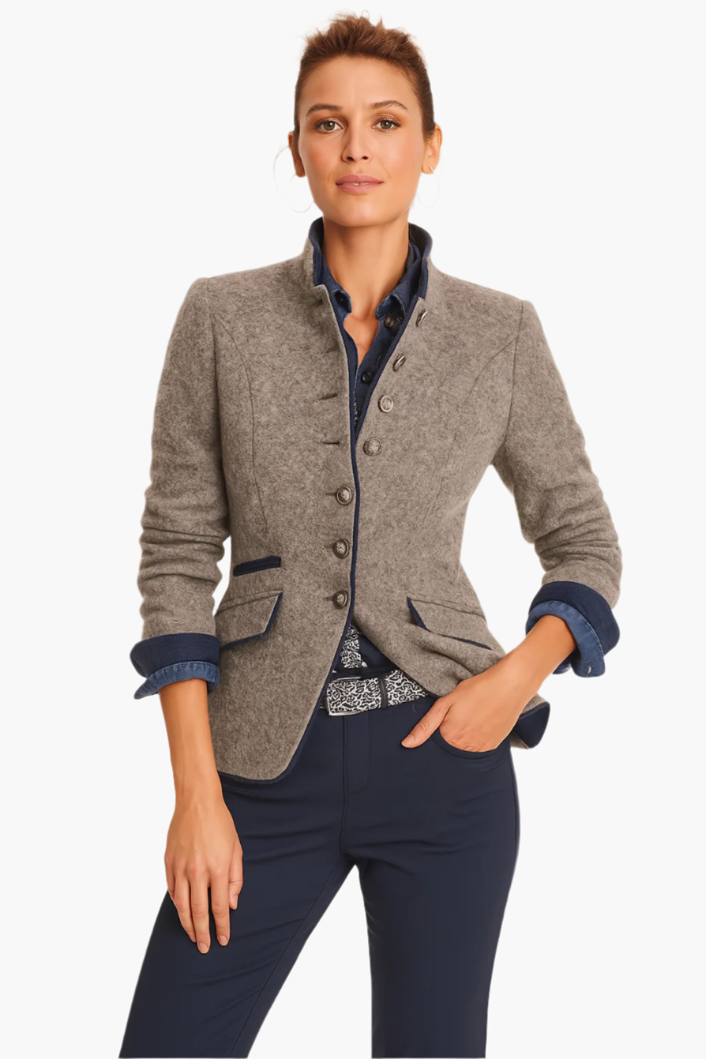 Blazer Moderne À Col Mandarin Pour Femme | Hiver