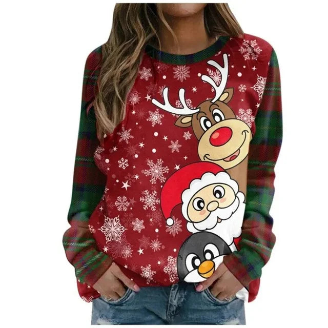 Tops De Noël Pour Femme Avec Imprimé | Manches Longues