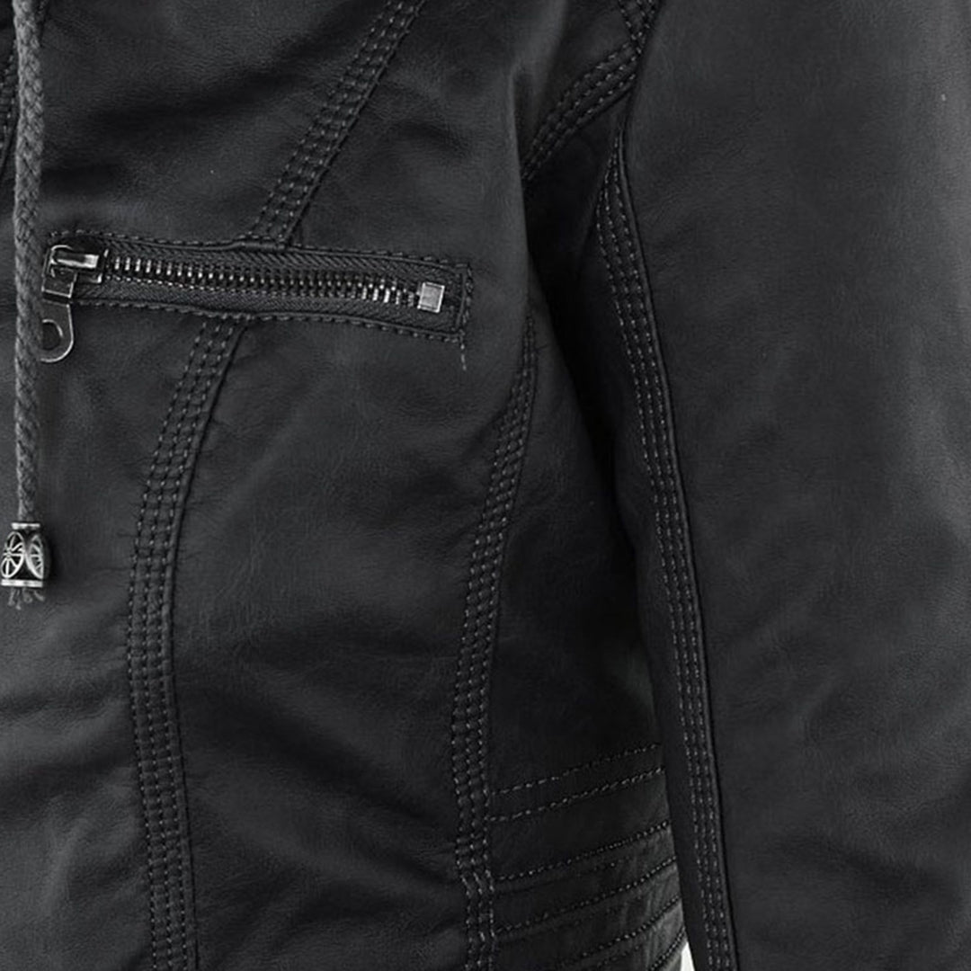 Veste Motarde En Cuir À Capuche Pour Femme | Hiver