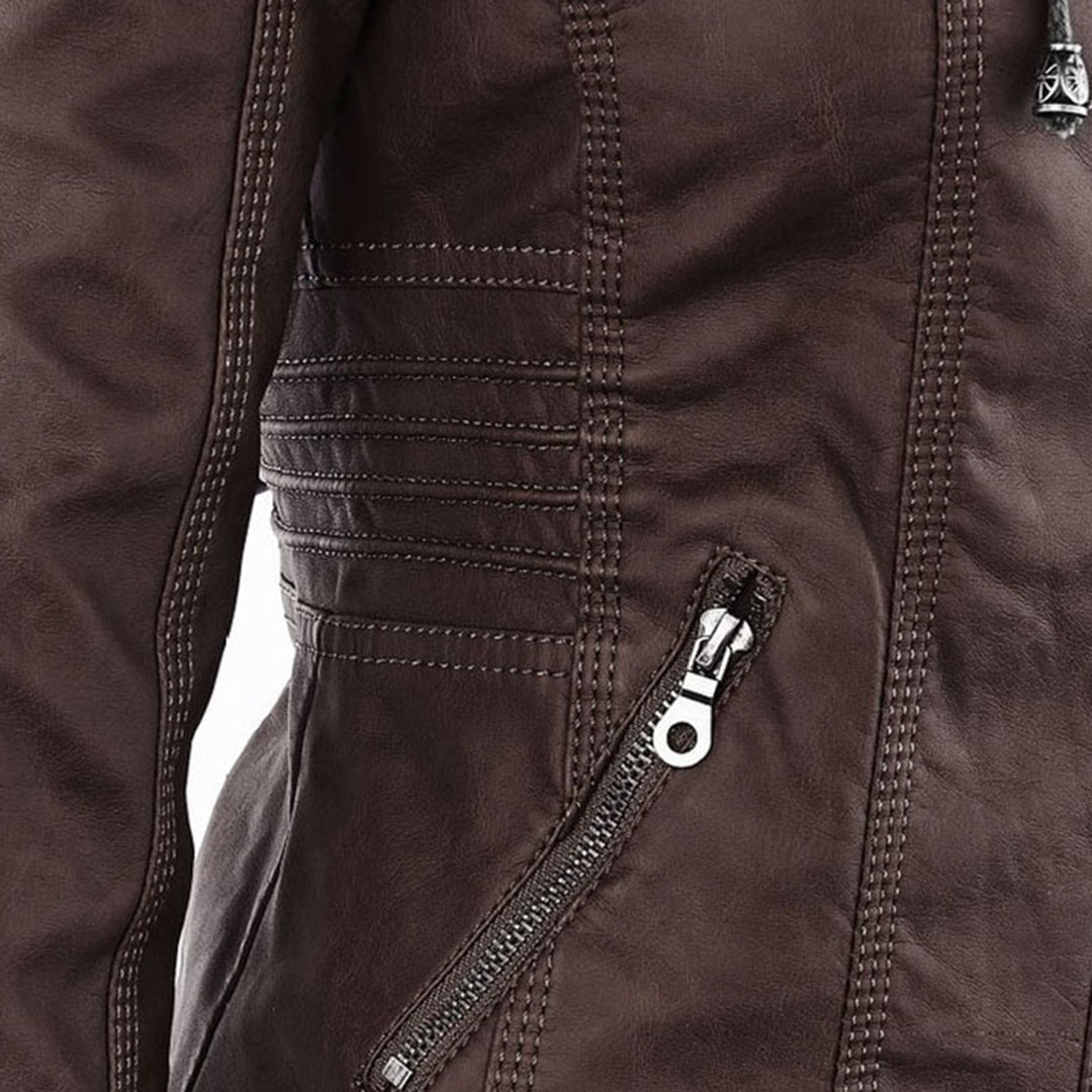 Veste Motarde En Cuir À Capuche Pour Femme | Hiver