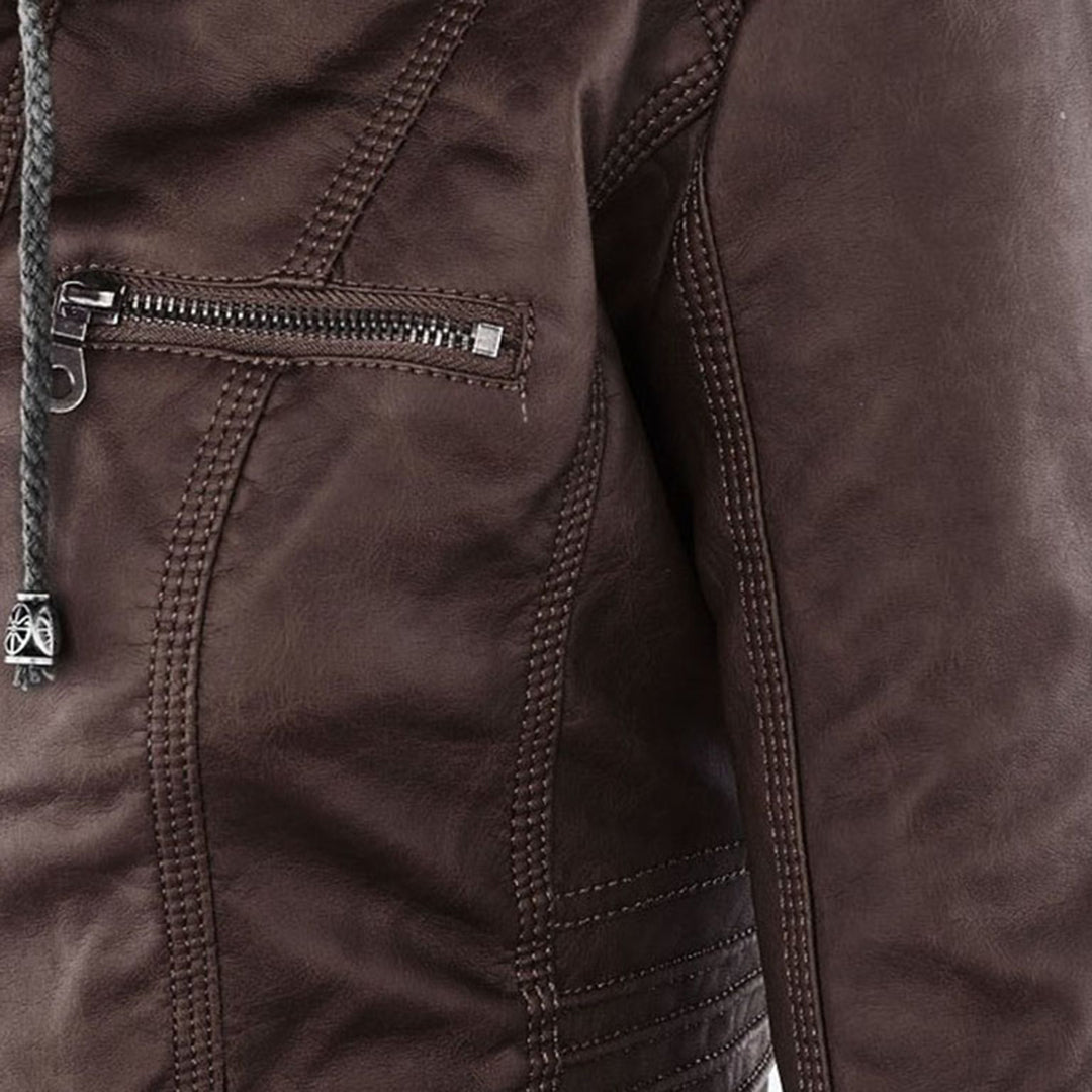 Veste Motarde En Cuir À Capuche Pour Femme | Hiver