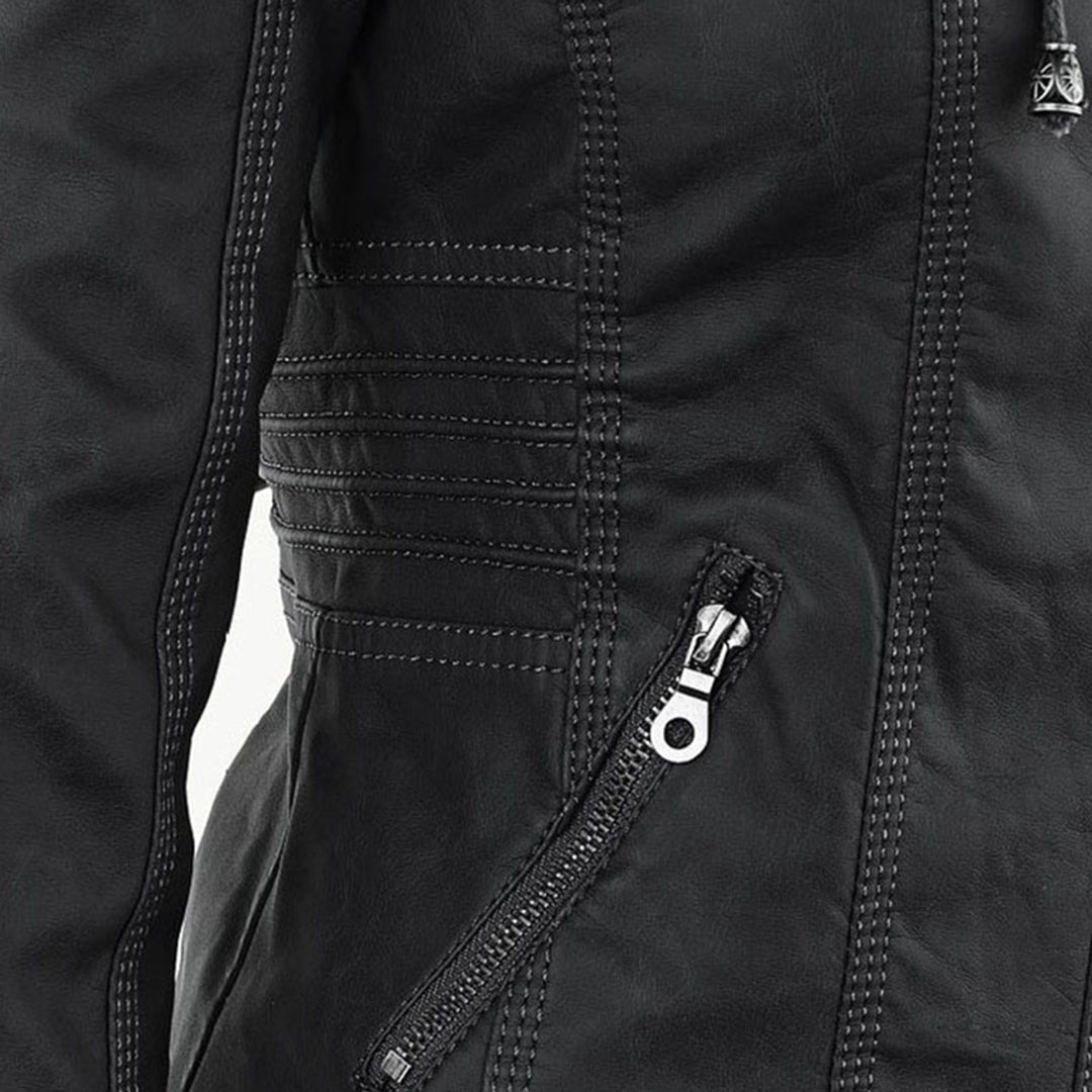 Veste Motarde En Cuir À Capuche Pour Femme | Hiver