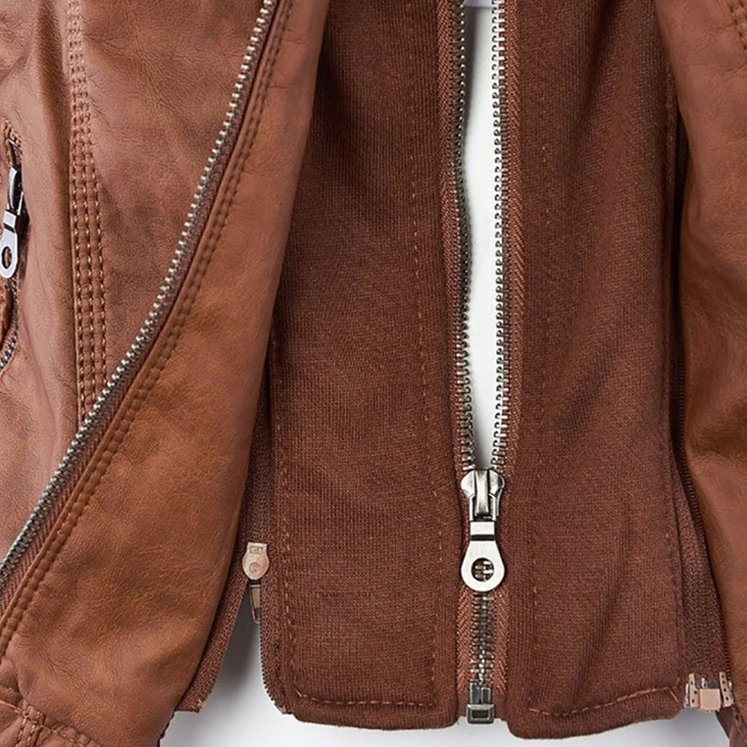 Veste Motarde En Cuir À Capuche Pour Femme | Hiver