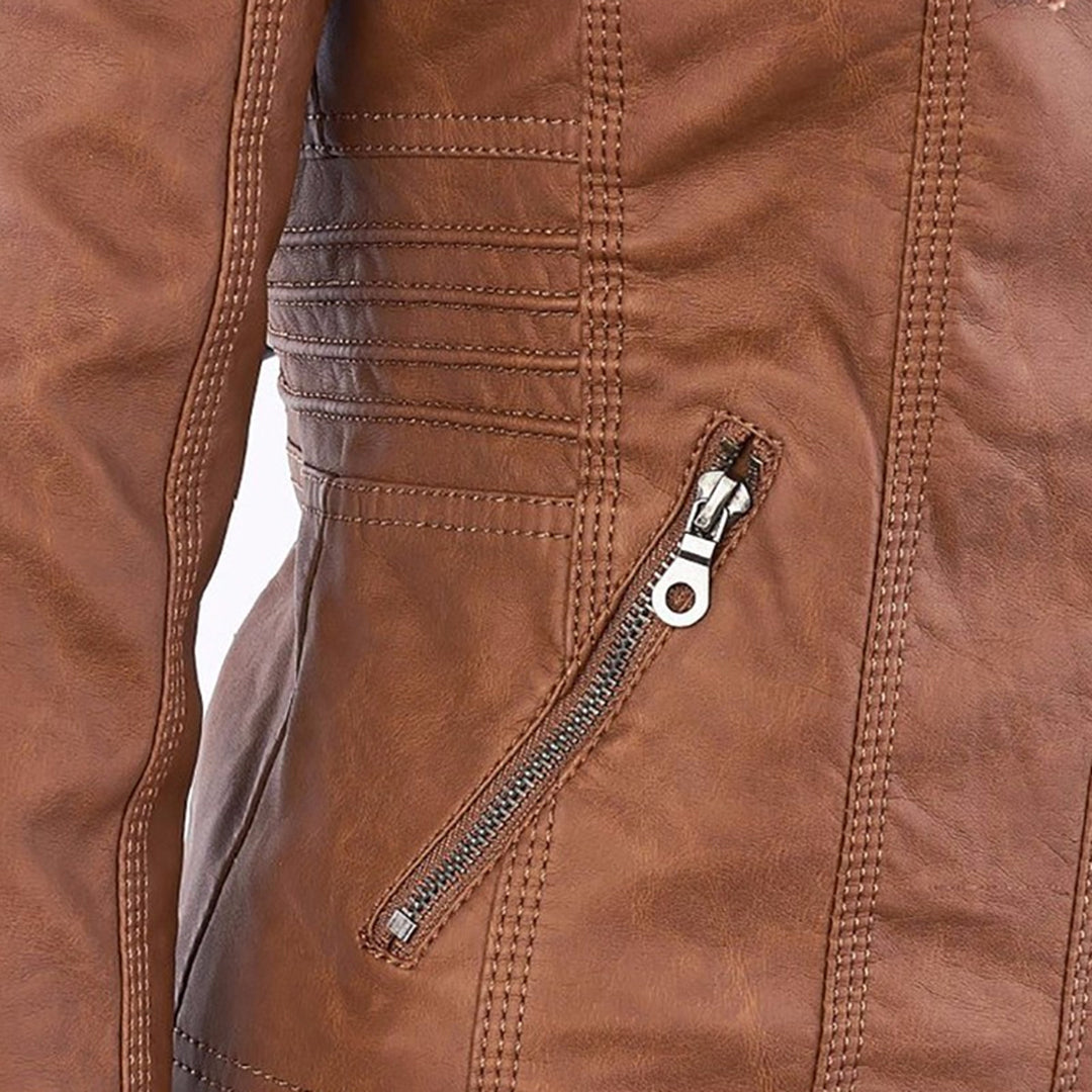 Veste Motarde En Cuir À Capuche Pour Femme | Hiver