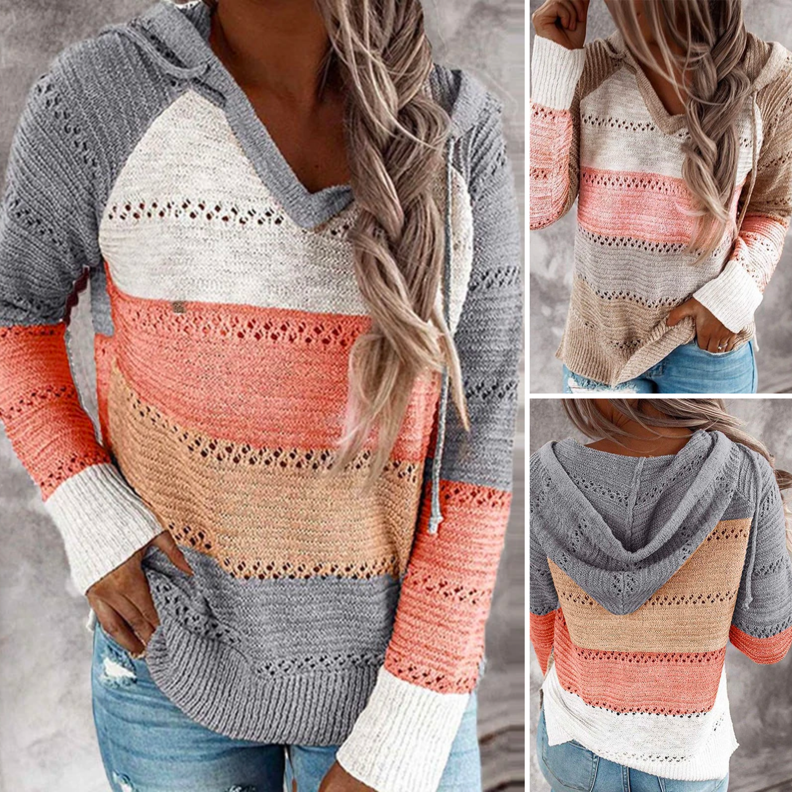 Pull Tricoté Moderne À Blocs De Couleurs Pour Femme | Hiver