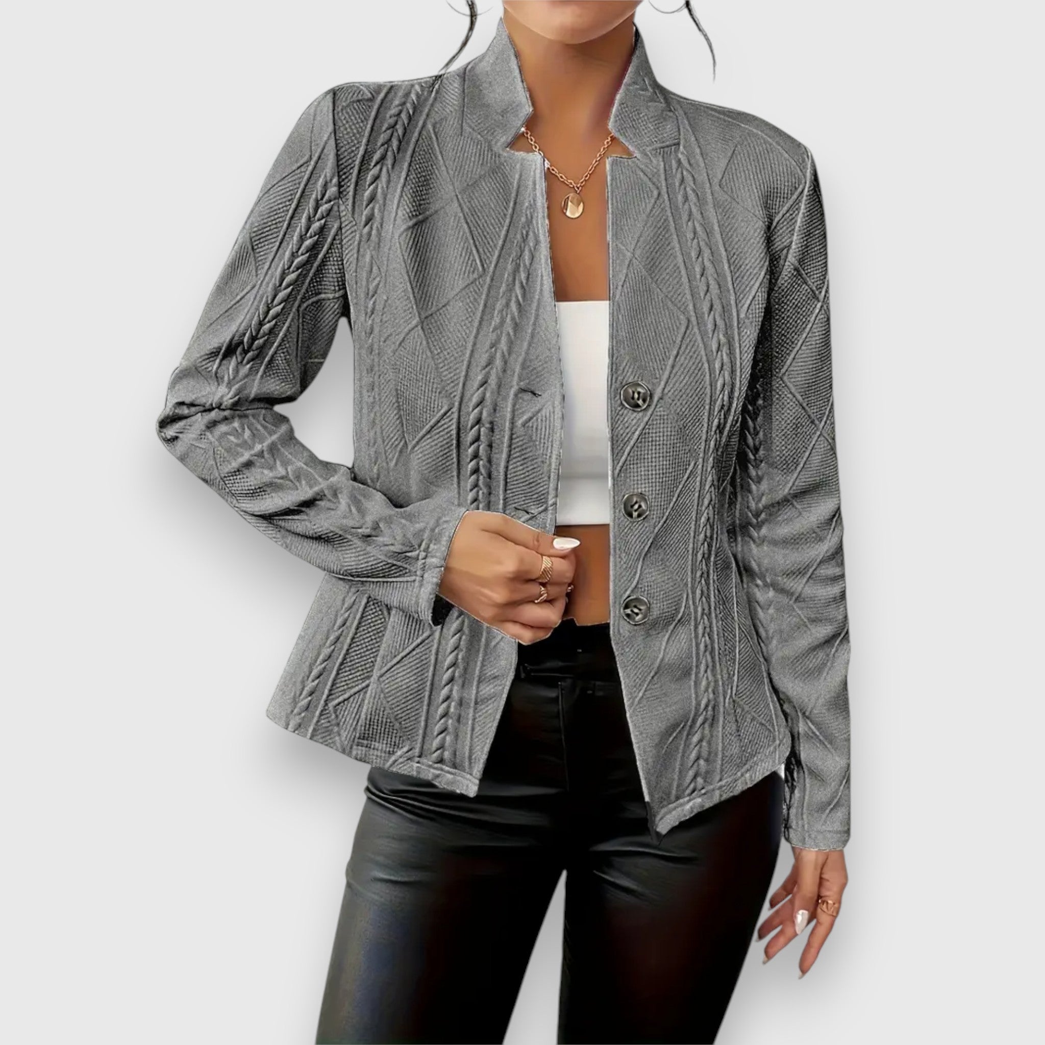 Blazer En Tricot À Manches Longues Pour Femme | Boutonné
