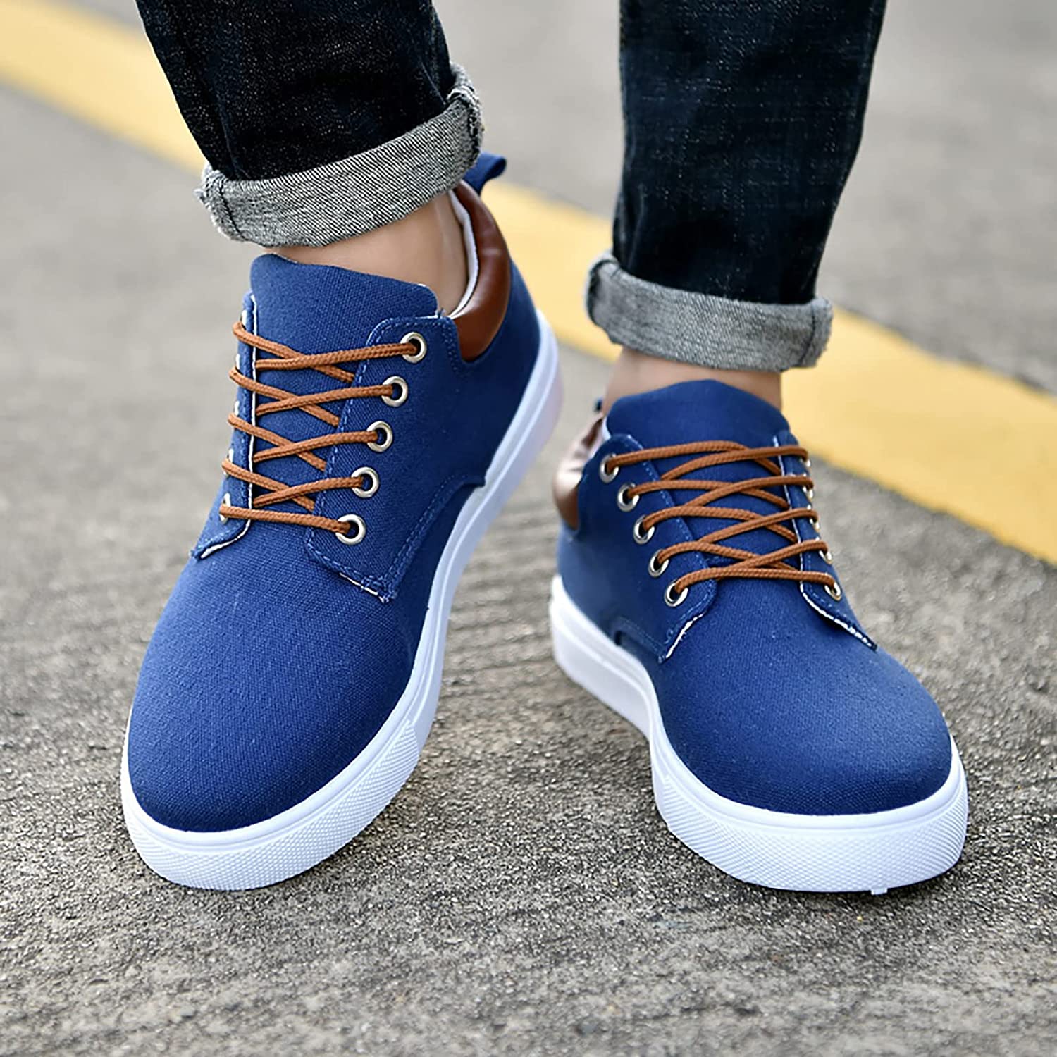 Baskets Décontractées À Lacets Pour Homme | Semelle Blanche