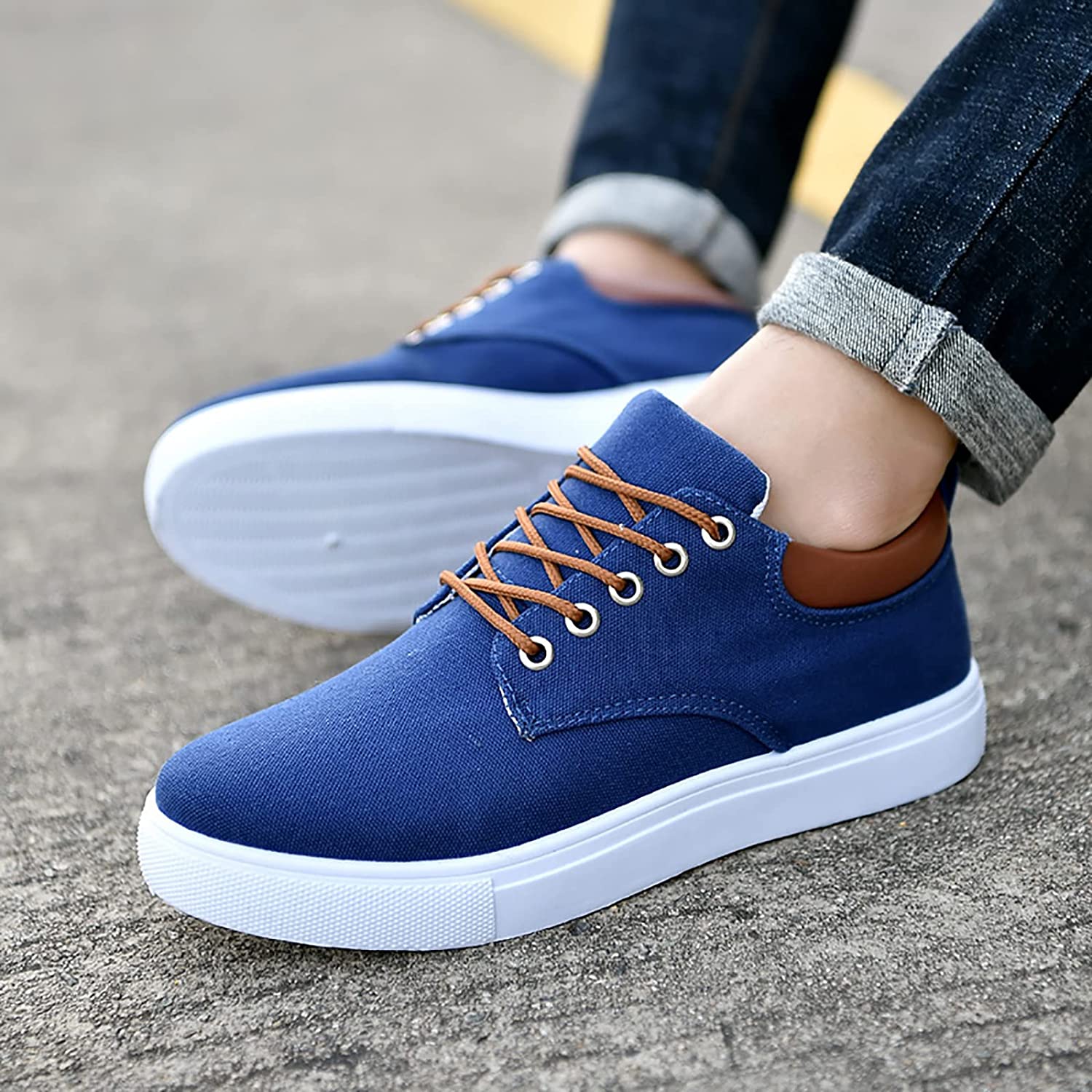 Baskets Décontractées À Lacets Pour Homme | Semelle Blanche