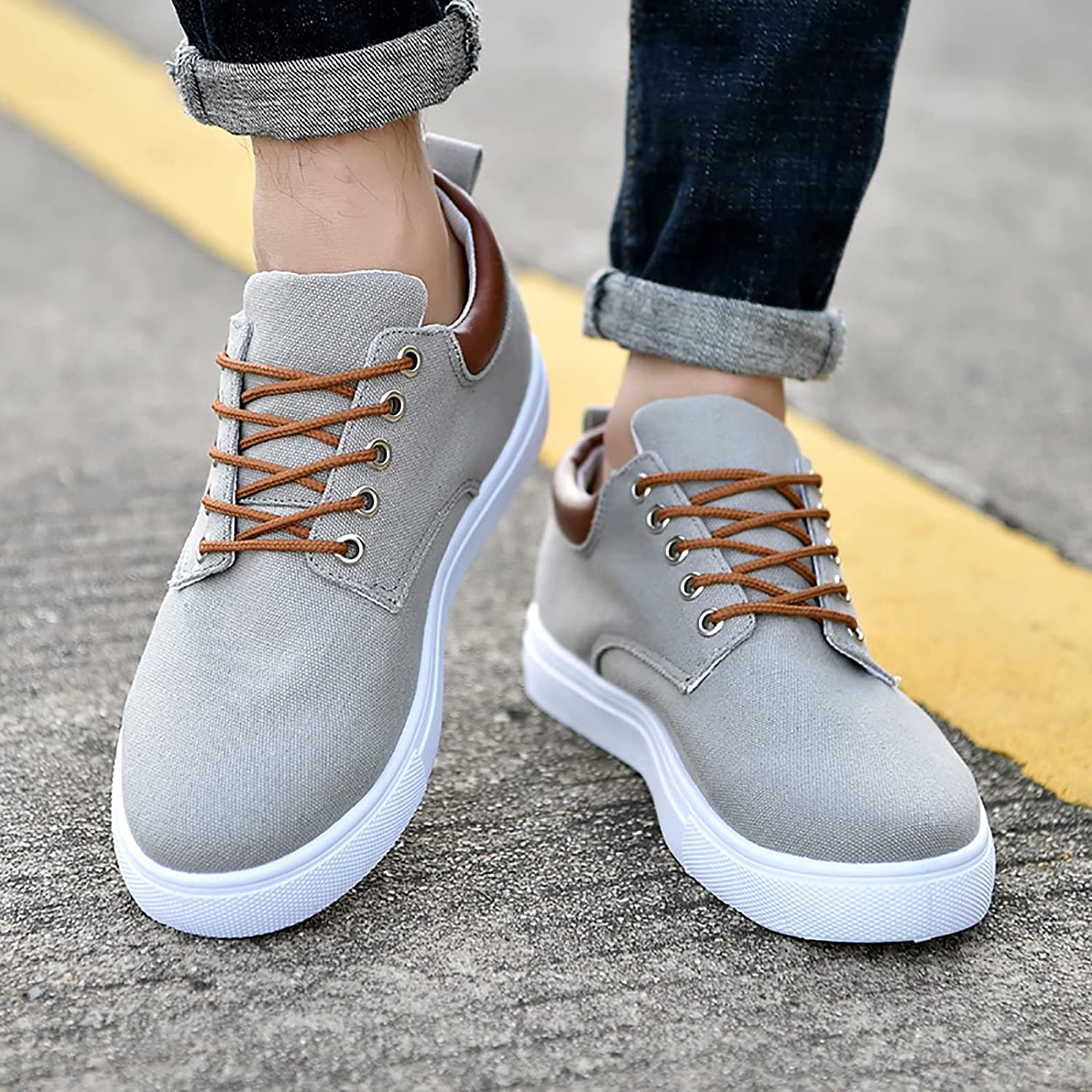 Baskets Décontractées À Lacets Pour Homme | Semelle Blanche