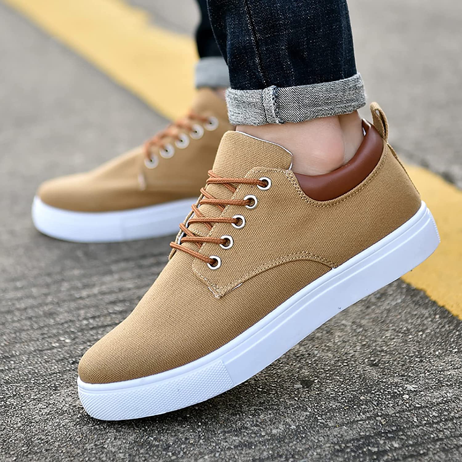 Baskets Décontractées À Lacets Pour Homme | Semelle Blanche