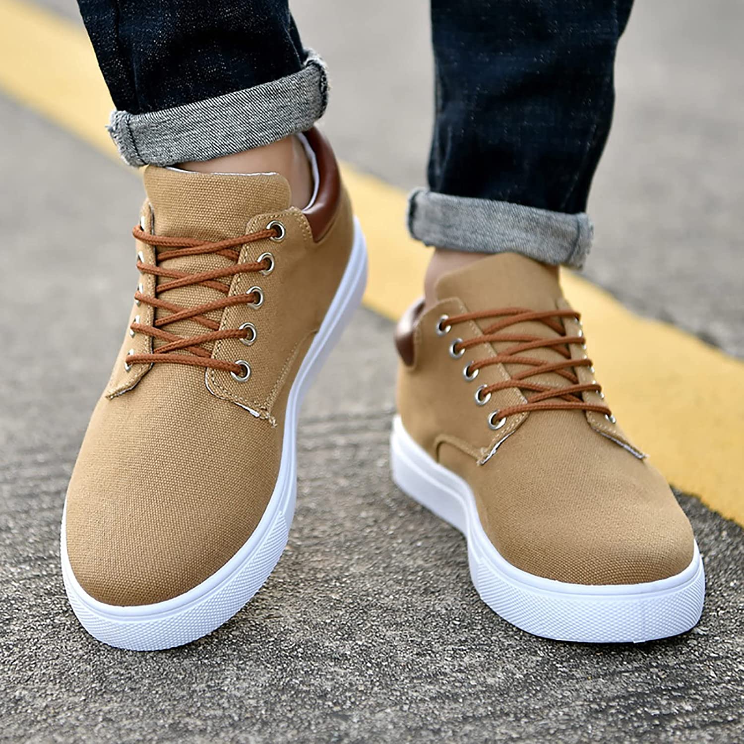Baskets Décontractées À Lacets Pour Homme | Semelle Blanche