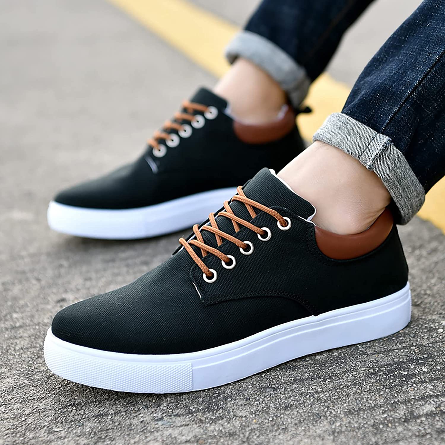 Baskets Décontractées À Lacets Pour Homme | Semelle Blanche
