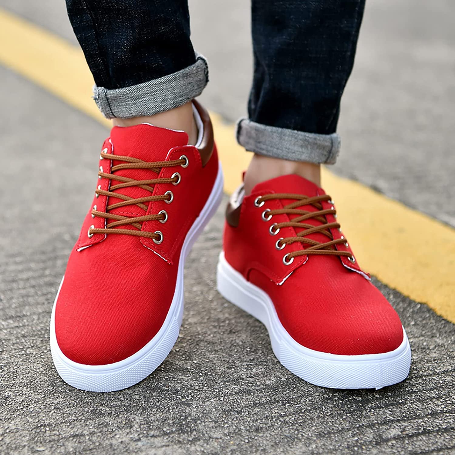 Baskets Décontractées À Lacets Pour Homme | Semelle Blanche
