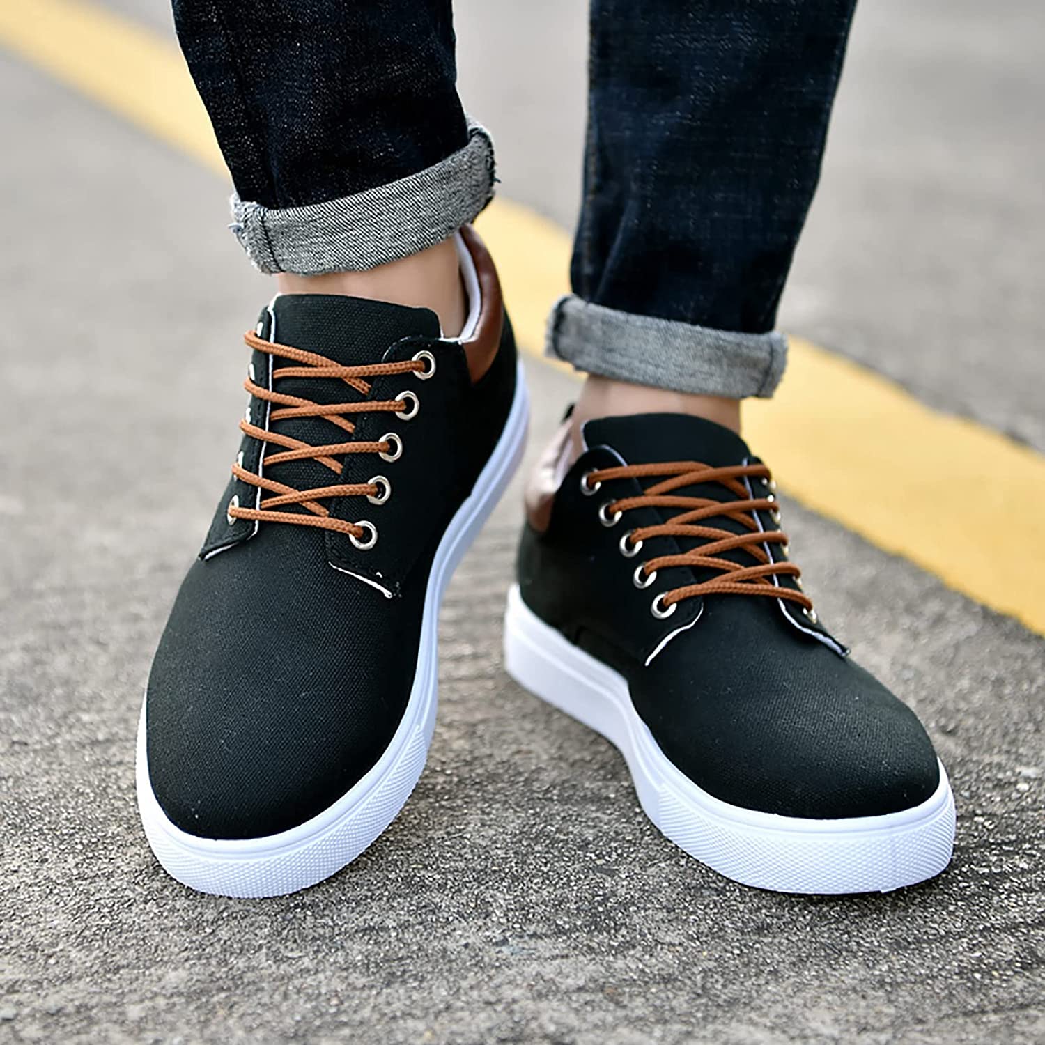 Baskets Décontractées À Lacets Pour Homme | Semelle Blanche