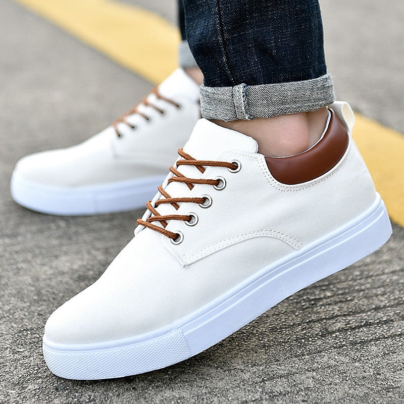 Baskets Décontractées À Lacets Pour Homme | Semelle Blanche