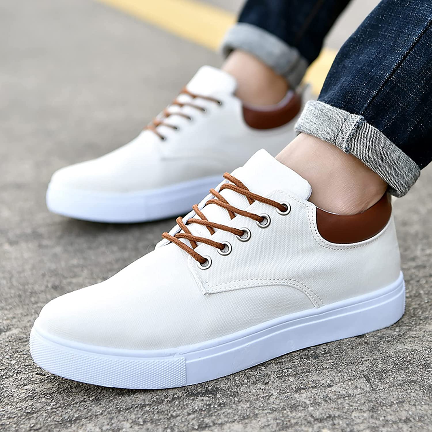Baskets Décontractées À Lacets Pour Homme | Semelle Blanche