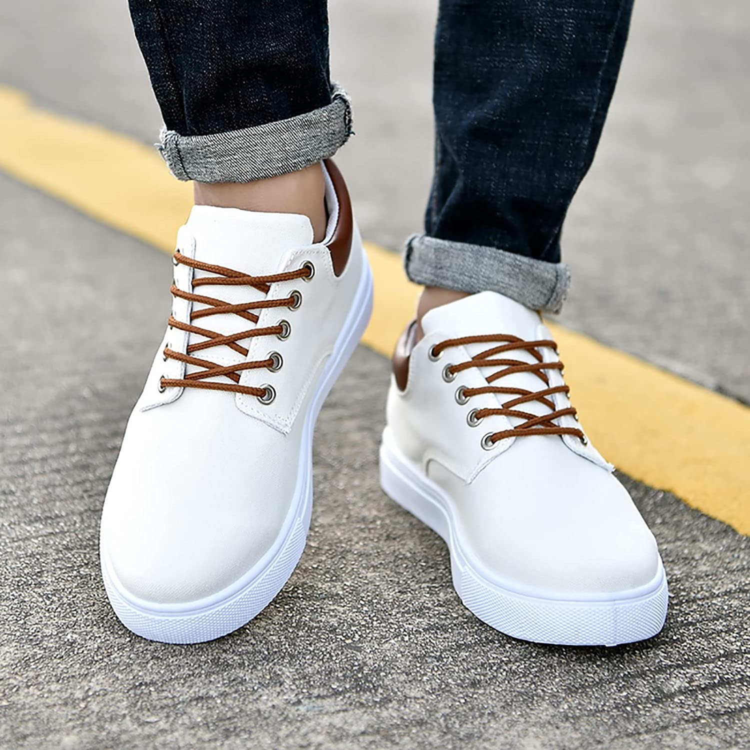 Baskets Décontractées À Lacets Pour Homme | Semelle Blanche
