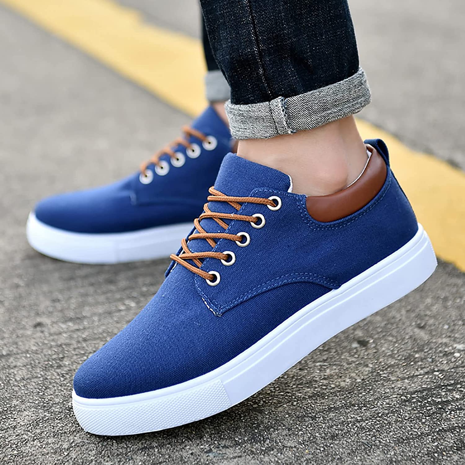 Baskets Décontractées À Lacets Pour Homme | Semelle Blanche