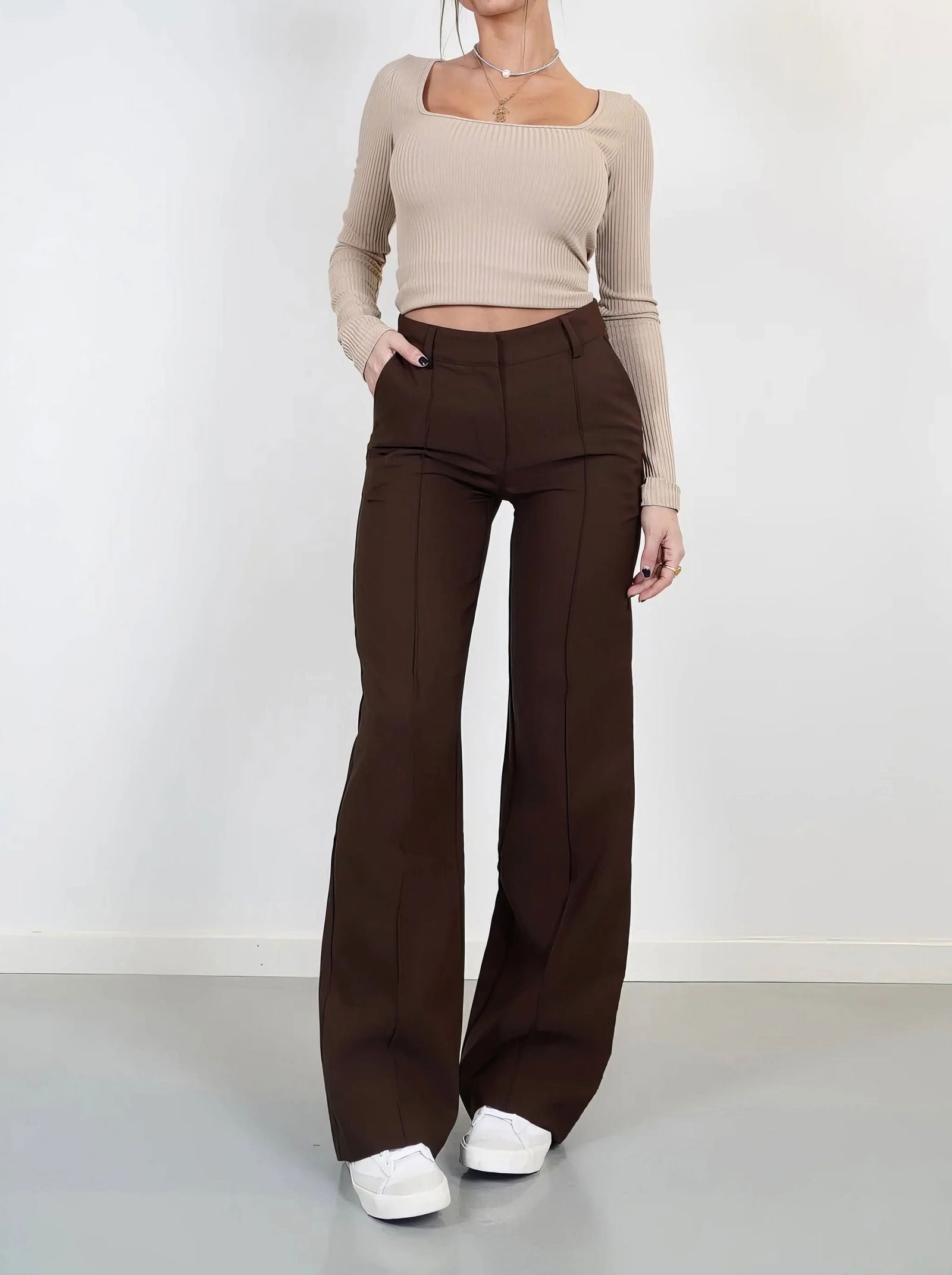 Pantalon Large Zippé Pour Femme | Tendance