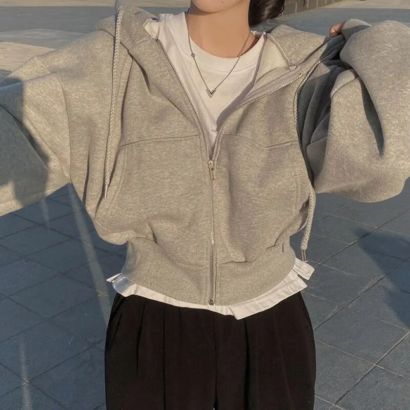 Sweat À Capuche Zippé D’Hiver Pour Femme | Oversize