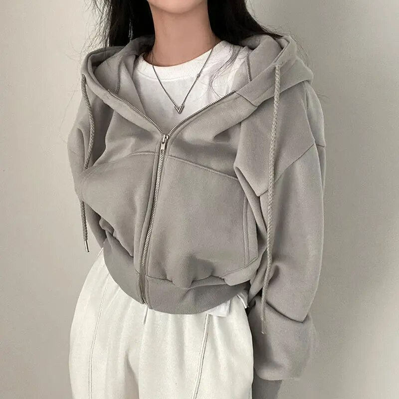 Sweat À Capuche Zippé D’Hiver Pour Femme | Oversize