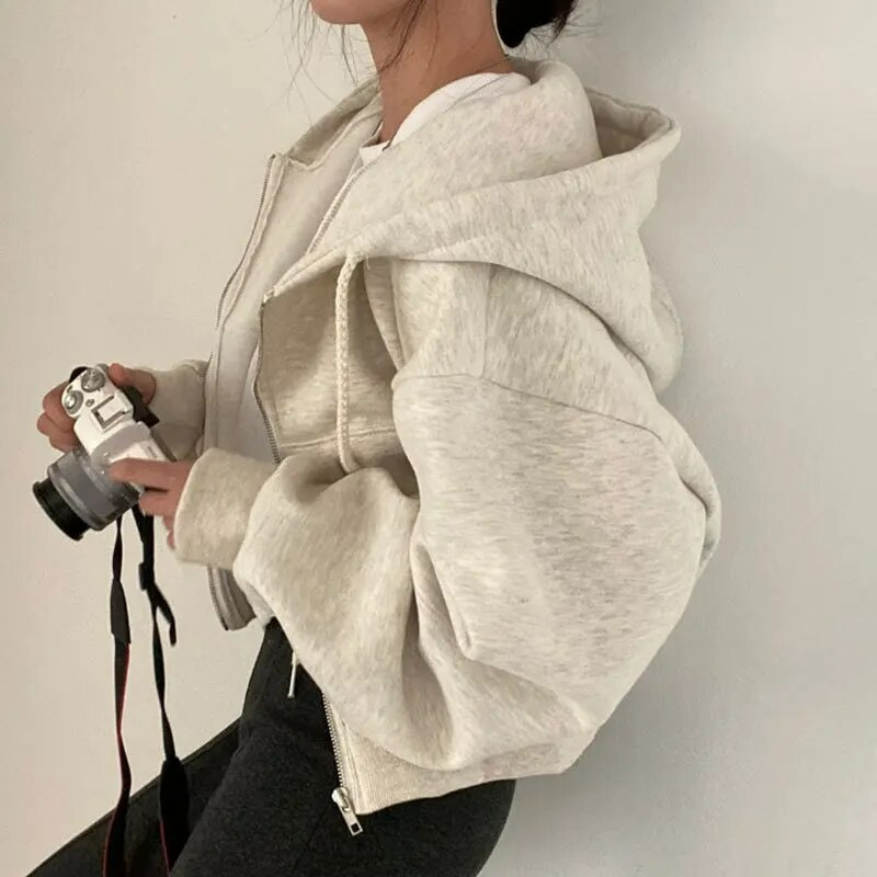Sweat À Capuche Zippé D’Hiver Pour Femme | Oversize