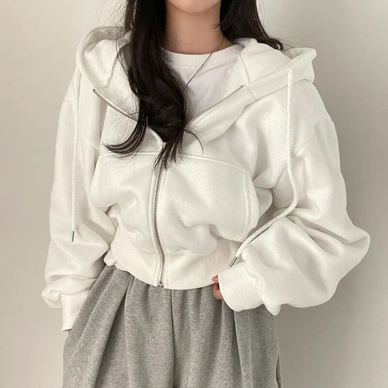 Sweat À Capuche Zippé D’Hiver Pour Femme | Oversize