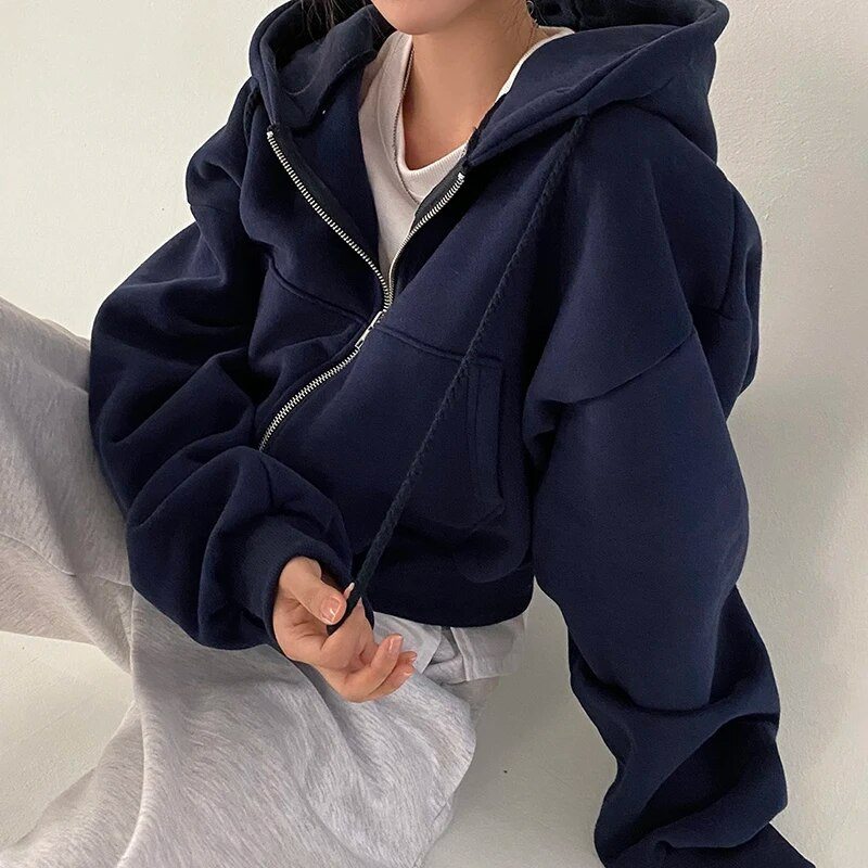 Sweat À Capuche Zippé D’Hiver Pour Femme | Oversize