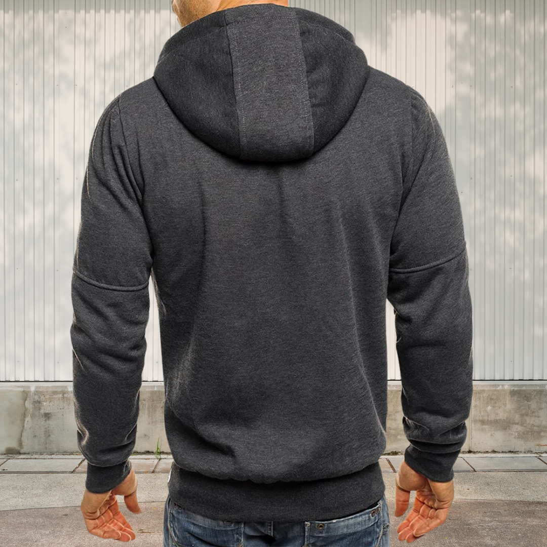 Veste Simple À Capuche Et Fermeture Éclair Pour Homme | Hiver