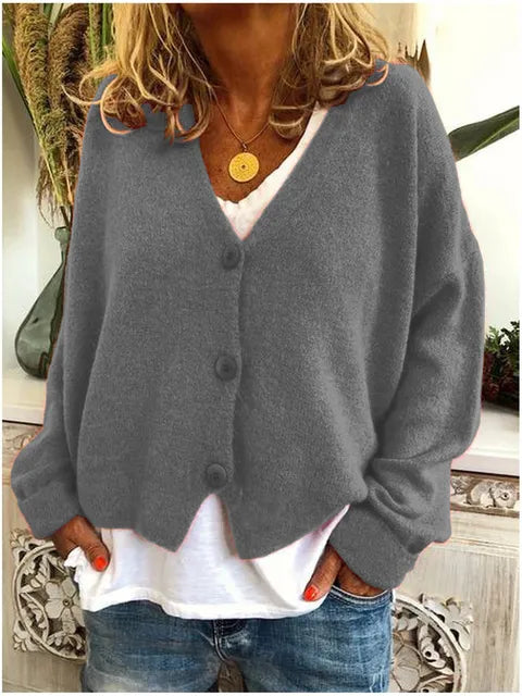 Gilet En Coton Pour Femme Avec Boutons | Col En V