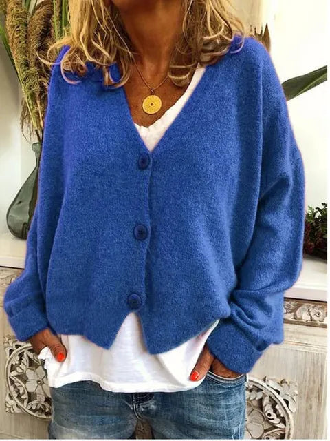 Gilet En Coton Pour Femme Avec Boutons | Col En V