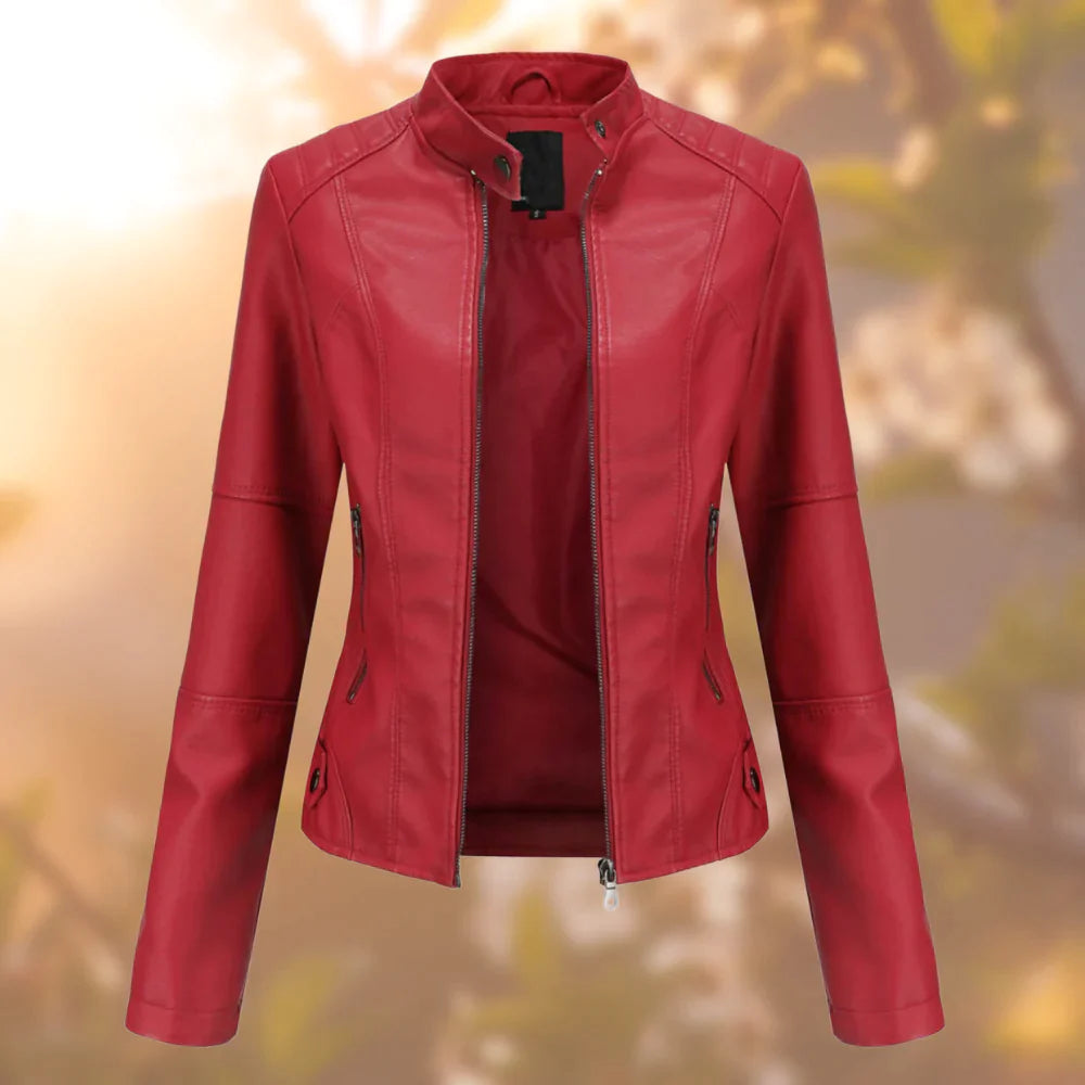 Veste Motard Stylé À Col Montant Pour Femme | Chaude